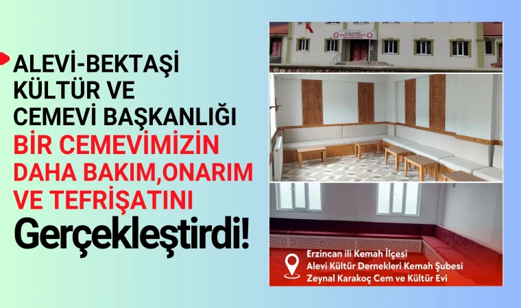 Alevi Kültür Dernekleri Kemah Şubesi Zeynal Karakoç Cem ve Kültür Evinin, ihtiyaçları karşılandı