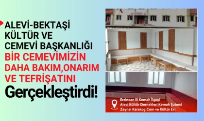 Alevi Kültür Dernekleri Kemah Şubesi Zeynal Karakoç Cem ve Kültür Evinin, ihtiyaçları karşılandı