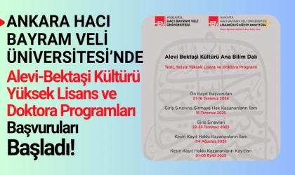 Ankara Hacı Bayram Veli Üniversitesi’nde Alevi-Bektaşi Kültürü yüksek lisans ve doktora programları başvuruları başladı