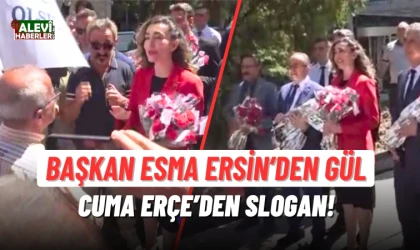 Başkan Esma Ersin’den gül, Cuma Erçe’den slogan