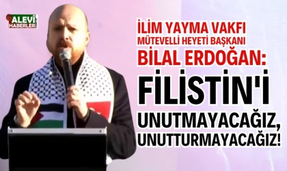 İstanbul Galata Köprüsü'nde Filistin'e destek için binlerce kişi toplandı